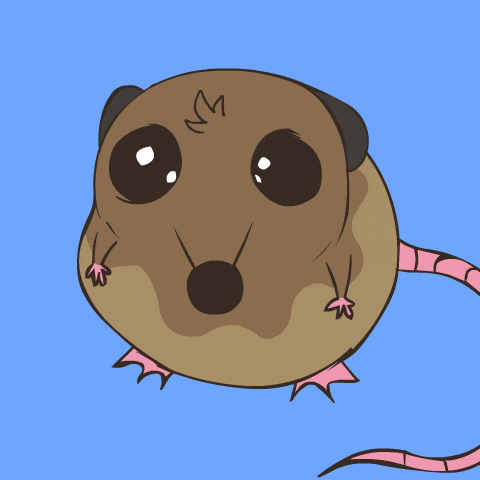 a cartoon drawing of a mouse with a m on its head