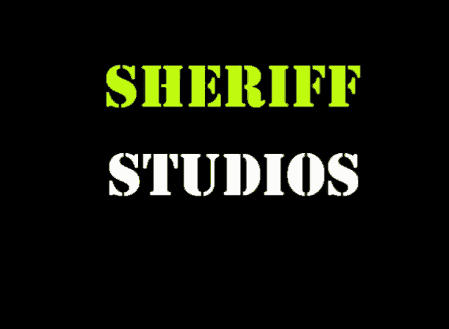 a black background with the words sheriff studios in yellow letters