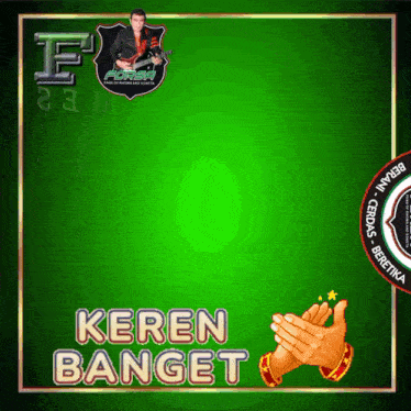 a green background with keren banget written in white letters