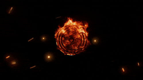 a fireball with a circle around it in the middle