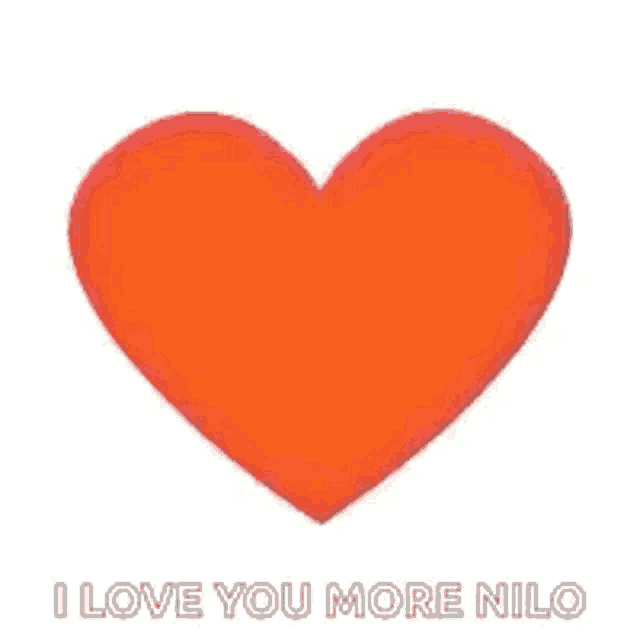a red heart with the words `` i love you more nilo '' written below it on a white background .