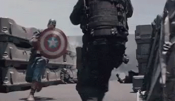 The Captain Fighting - Captain America GIF