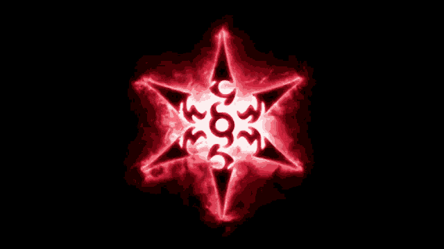 a glowing red star with the number 6 in the middle