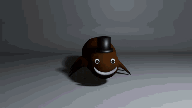 a cartoon character wearing a top hat with a smiley face