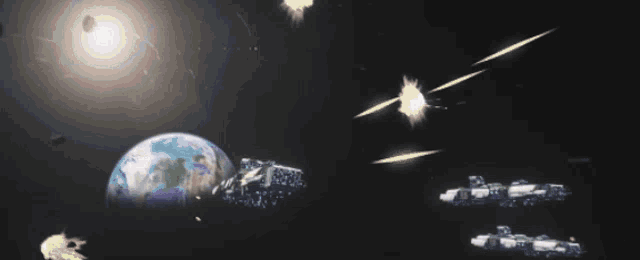 a computer generated image of a space scene with the earth in the background