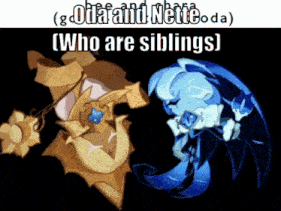 a cartoon character with the words " who are siblings " on top