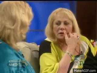 two women are sitting next to each other on a television show called finale week montel