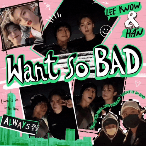 a poster for lee know and han titled want so bad always