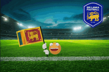 a cartoon character holding a sri lanka flag