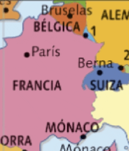 a colorful map of europe shows places like bruselas