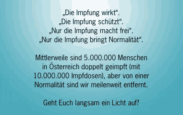 a blue background with the words die impfung wirkt and die impfung schützt