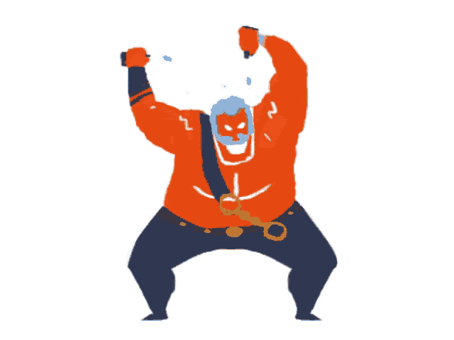 a cartoon of a man with a beard and a red shirt