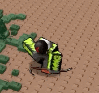 a roblox character is holding a green sword and hammer