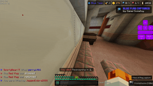 a screenshot of a minecraft game that says you died