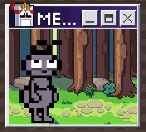 a pixel art drawing of an ant in a forest with the words " game me box " above it