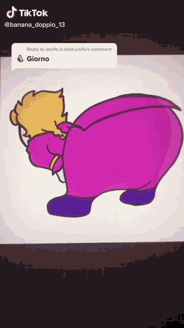 a cartoon of a person in a pink dress with a reply to atolfo is best waifu 's comment by giorno