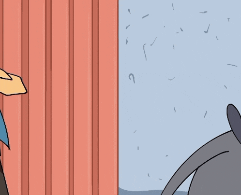 a cartoon character is holding a sword with a huge smile on his face