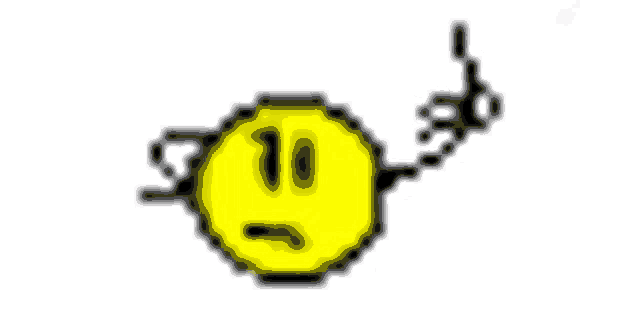 a pixel art of a yellow smiley face with a chain around it .