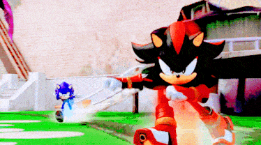 sonic the hedgehog and shadow the hedgehog are playing a video game together