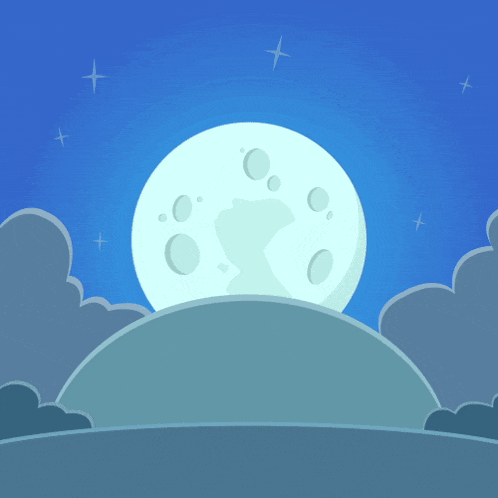 a cartoon of a dog with a full moon behind it