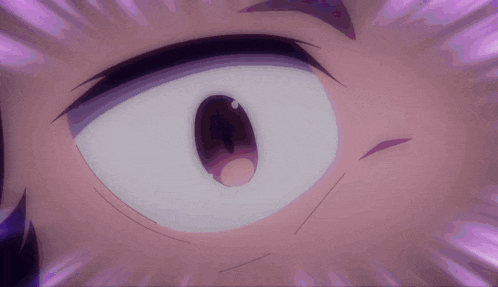 a close up of a person 's eye with purple rays coming out of it