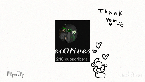 a thank you message for 240 subscribers on a white background