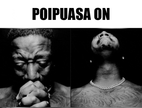 a black and white photo of a man with the words poipusa on