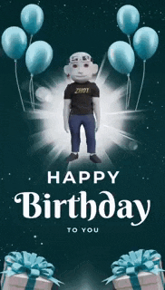 a birthday card with a monkey and balloons and the words happy birthday to you