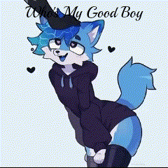 a blue furry cartoon character wearing a black hoodie and knee high boots .