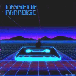 a neon cassette tape with the words cassette paradise on it