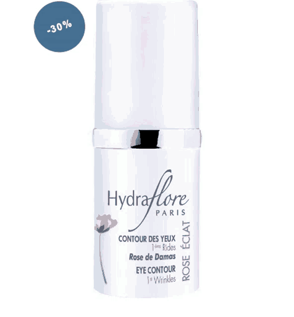 a bottle of hydraflore paris contour des yeux rose de damas eye contour