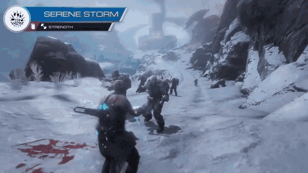 a video game with serene storm written on the bottom