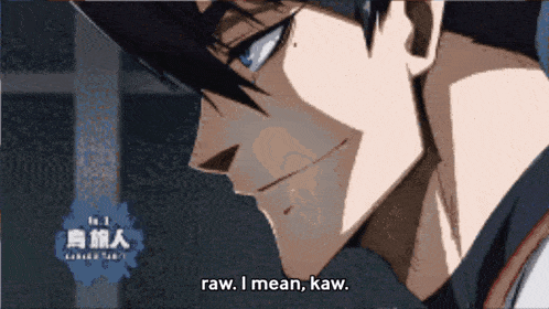 a man says raw i mean kaw in a pixelated image