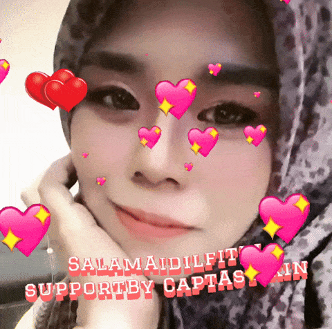 a picture of a woman with hearts around her face and the words salam aidilfit supportby capitas