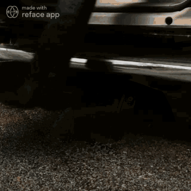 a man wearing sunglasses and a hat is standing in front of a car made with reface app