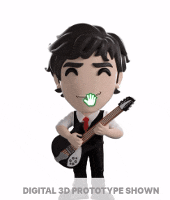 a digital 3d prototype of a man holding a guitar