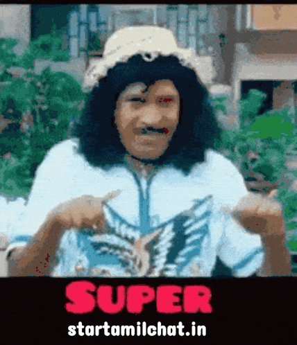 a cartoon of a man holding a book with the words super starttamilchat.in underneath him