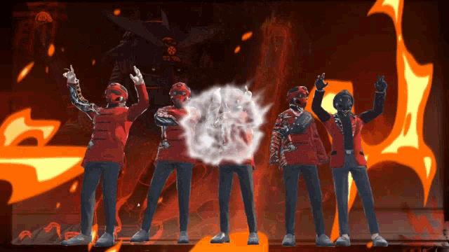 a group of people are standing in front of a robot that says ' ain ' on it
