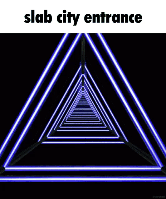 an optical illusion of a triangle with the words slab city entrance below it