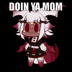 a cartoon of a girl with wings and the words doin ya mom behind her