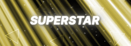 the word superstar is written in white on a black background