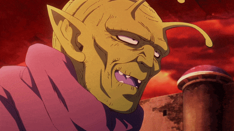 a close up of a cartoon character 's face with purple teeth