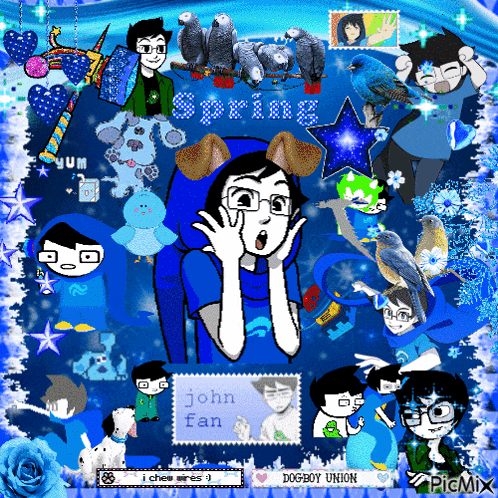 a collage of cartoon characters with the word spring on the top