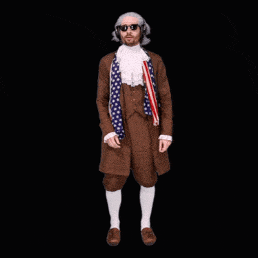 a man in a costume is wearing headphones and making a face