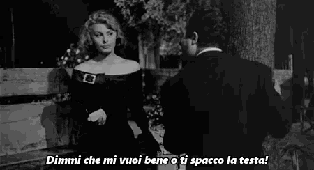 Sofia Loren Marcello Mastroianni Dimmi Che Mi Vuoi Bene O Ti Spacco La Testa GIF