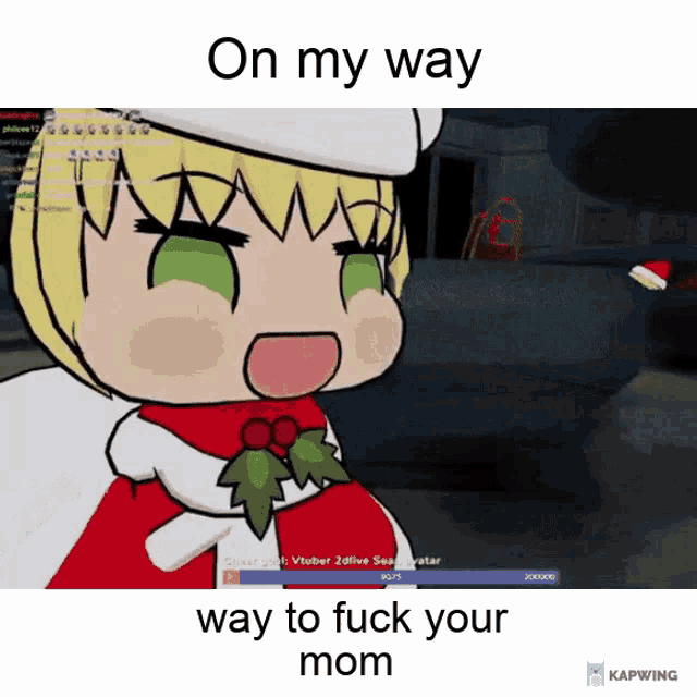 a picture of a cartoon character with the words on my way way to fuck your mom below it