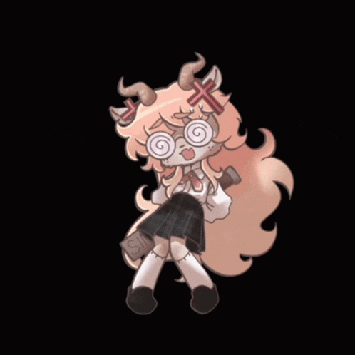 a cartoon drawing of a girl with horns and a sign that says sinne