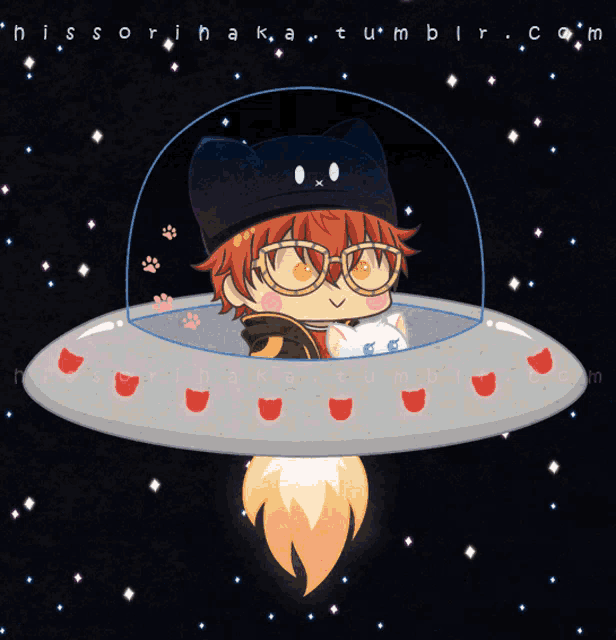 a drawing of a person in a ufo with the website hissoribaka tumblr.com written below it