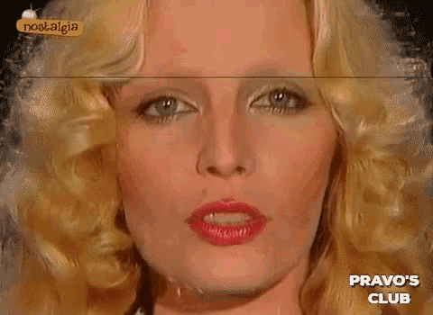 a close up of a woman 's face with the words pravo 's club below her