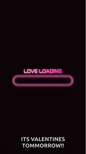a neon sign that says `` love loading '' with hearts on it .